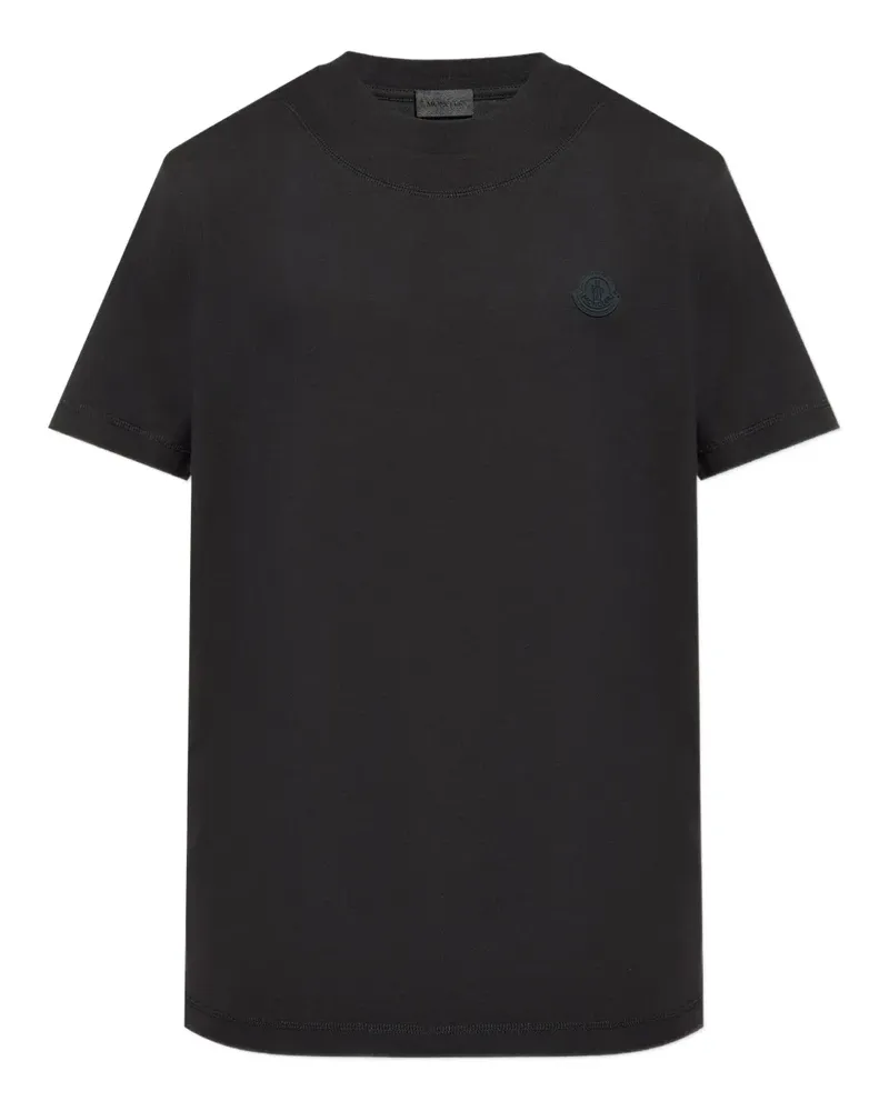 Moncler T-Shirt mit Logo-Patch - Schwarz Schwarz