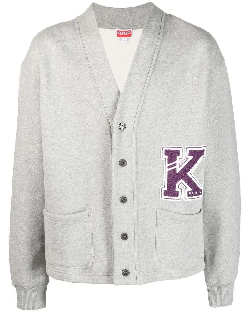 Kenzo Cardigan mit Logo-Applikation Grau