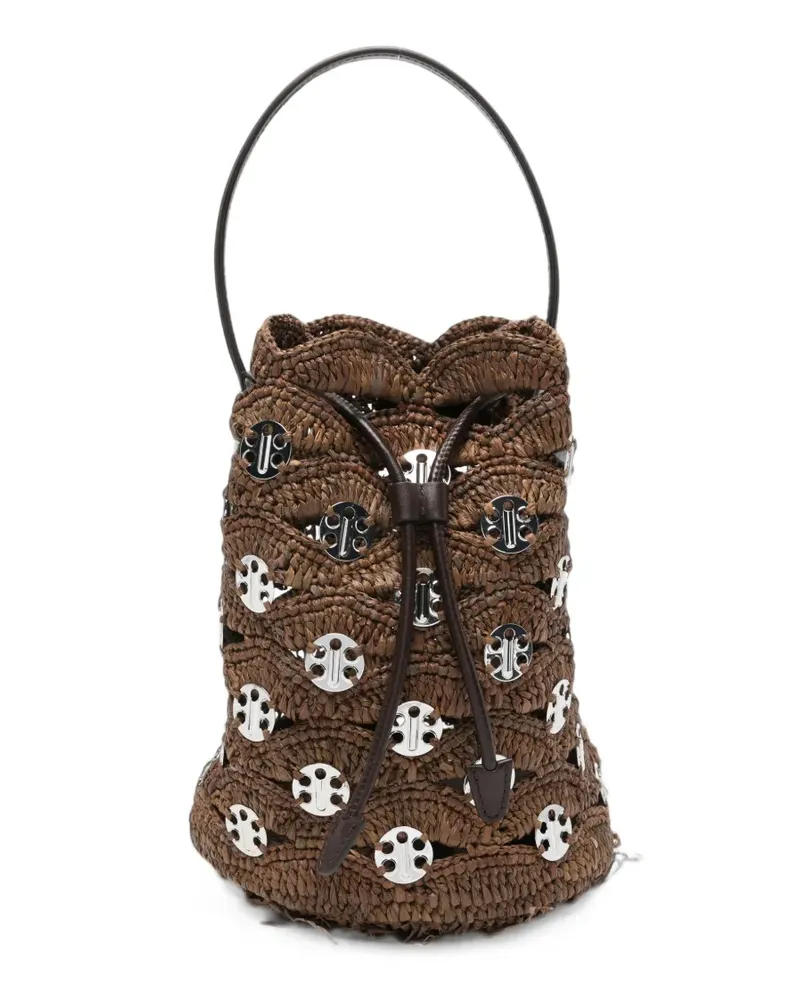 Paco Rabanne logo-embossed bucket bag - Braun Braun