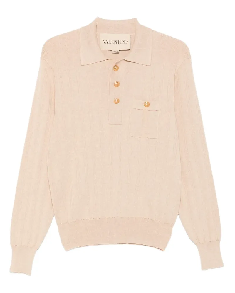 Valentino Garavani Geripptes Poloshirt - Nude Nude