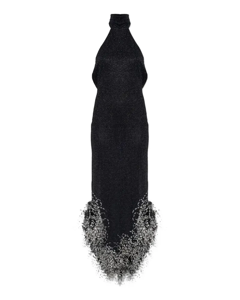Oséree feather halterneck dress - Schwarz Schwarz