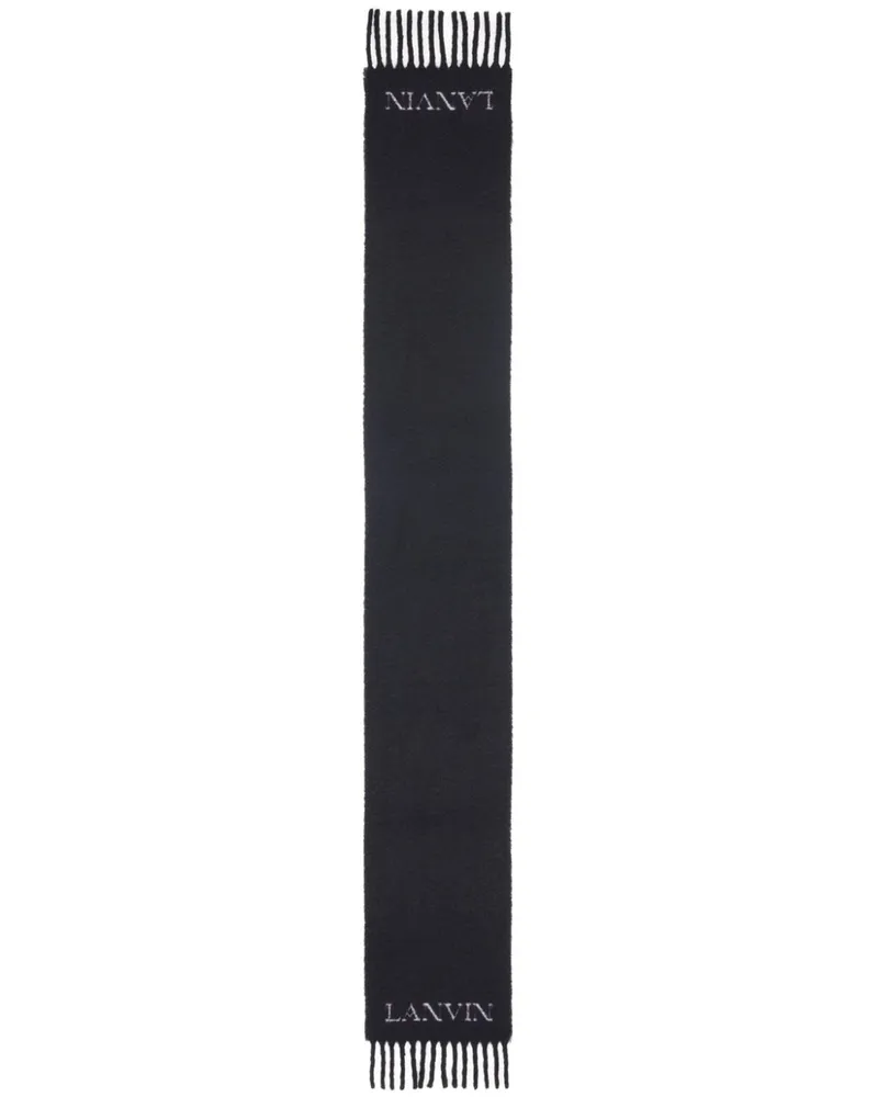 Lanvin Fransenschal mit Logo-Jacquard - Schwarz Schwarz
