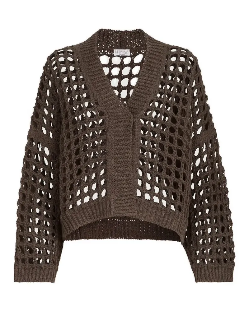 Brunello Cucinelli Netzjacke aus Jute und Baumwolle - Braun Braun