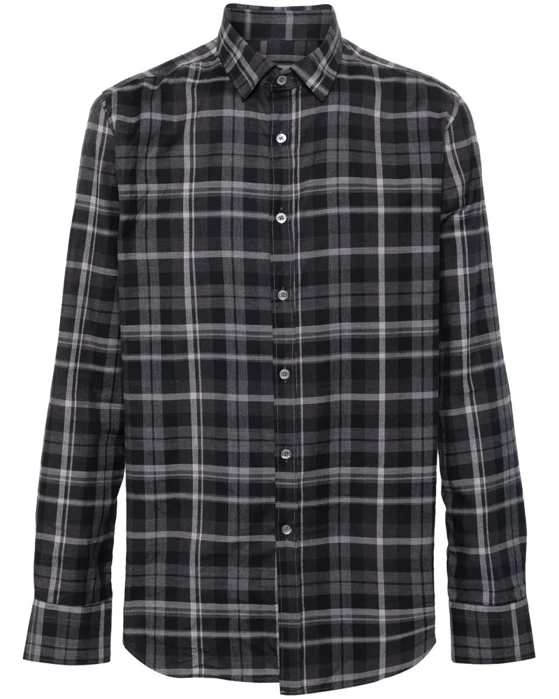Canali Kariertes Hemd - Grau Grau