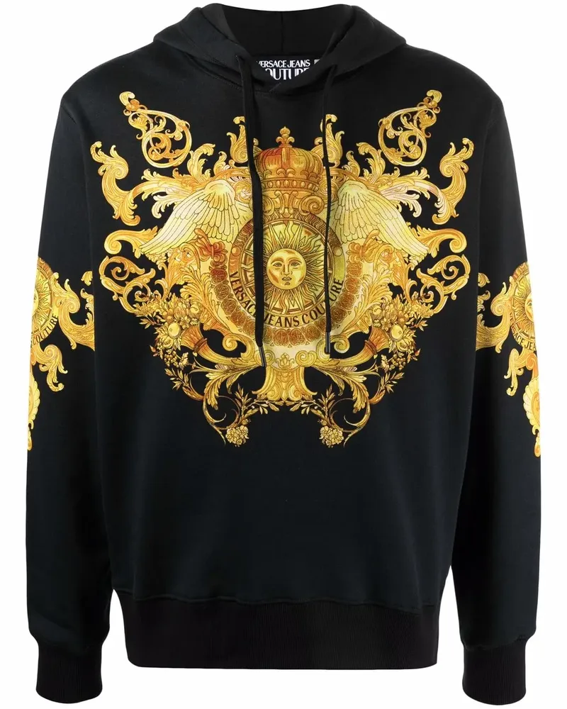 Versace Jeans Hoodie mit Barock-Print - Schwarz Schwarz