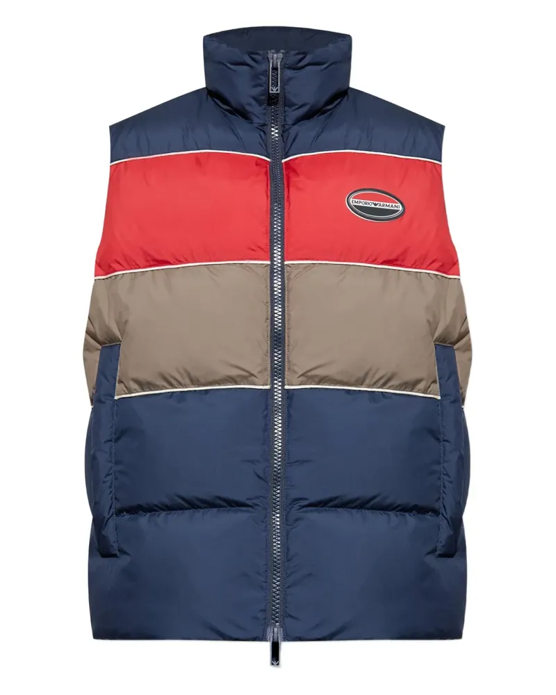 Emporio Armani Wattierte Weste mit horizontaler Steppung - Blau Blau