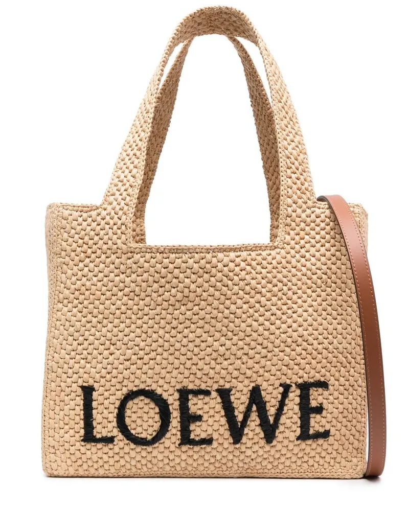 Loewe Shopper aus Bast mit Logo - Nude Nude