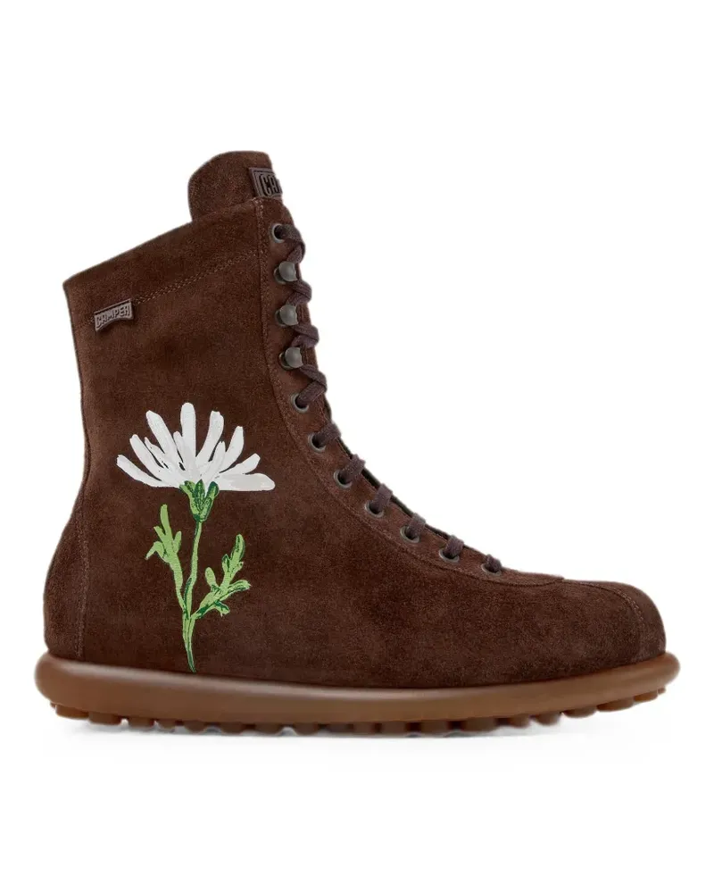 Camper Pelotas Ariel Stiefel mit Blumenstickerei - Braun Braun