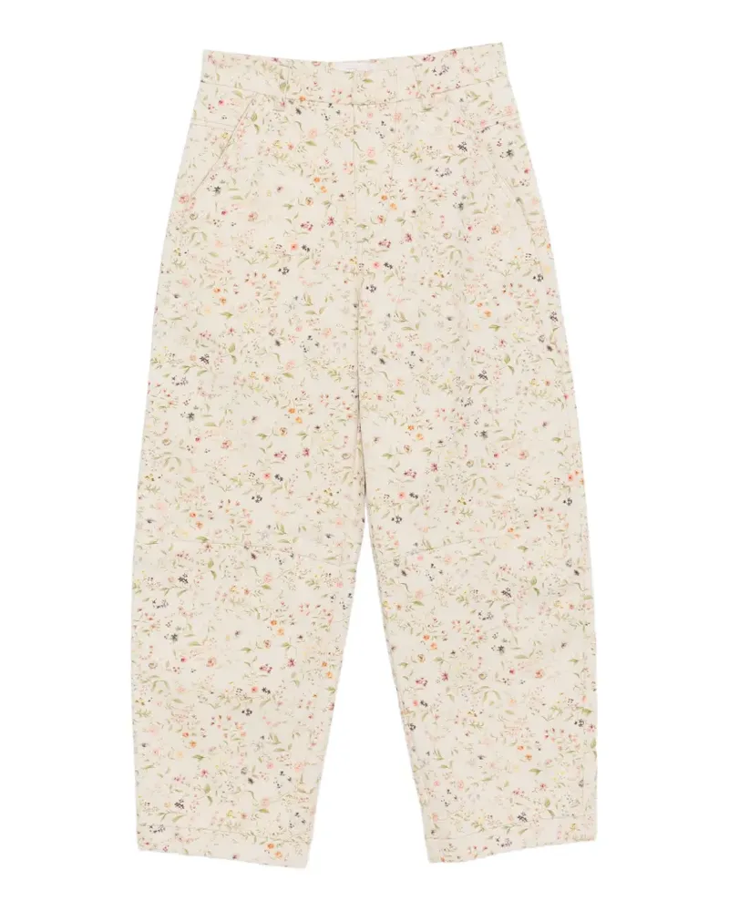 TELA floral-print belt-loop trousers - Nude Nude