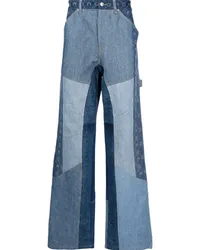 Marine Serre Weite Jeans im Patchwork-Look Blau