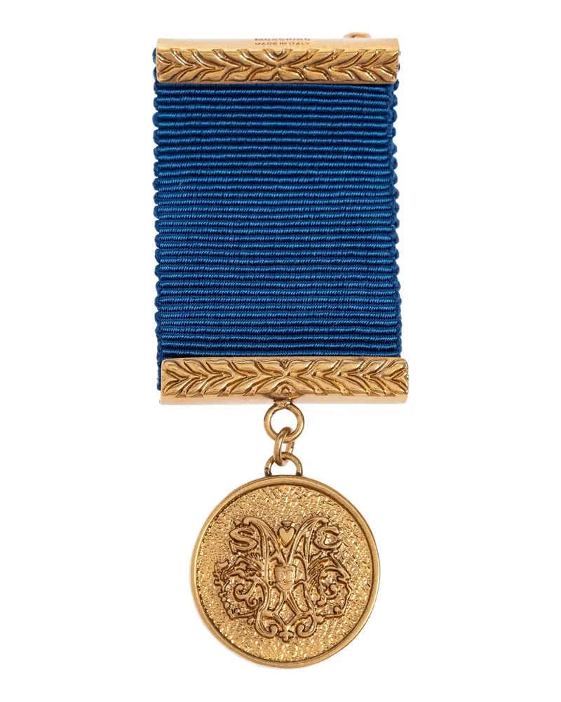 Moschino Medal Ribbon Brosche - Blau Blau