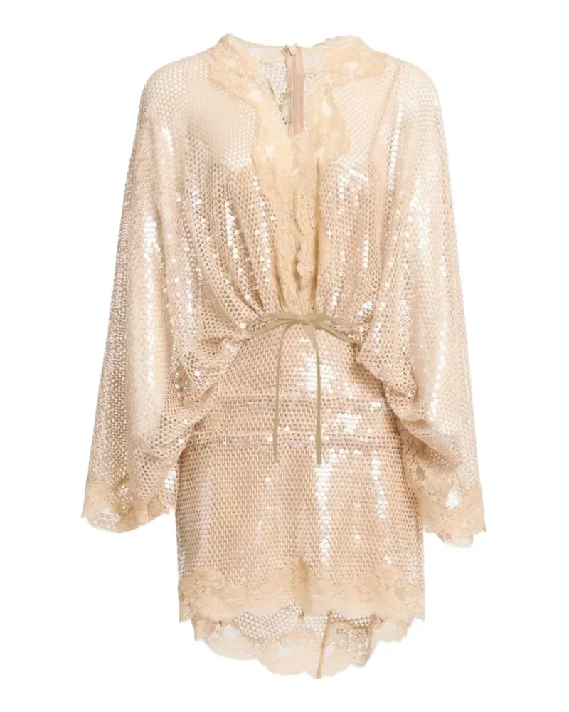 Elie Saab sequin-embellished mini dress - Nude Nude