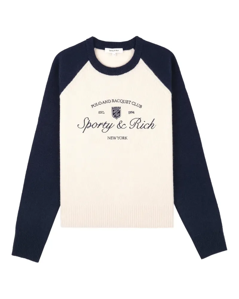 SPORTY & RICH raglan-sleeve embroidered sweater - Nude Nude