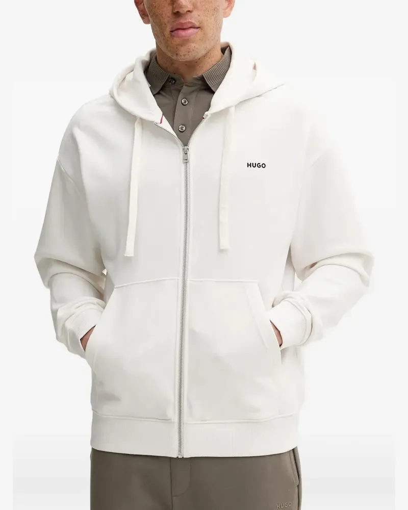 HUGO BOSS Kapuzenjacke mit Logo-Print - Weiß Weiß