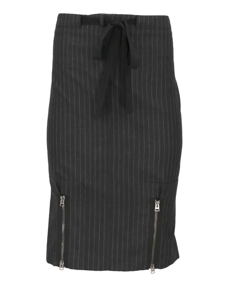 Tom Ford pinstripe-pattern zip-detail midi skirt - Grau Grau
