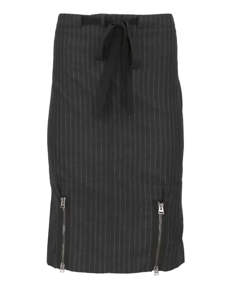 Tom Ford Nadelstreifen-Midirock mit Reißverschlussdetail - Grau Grau