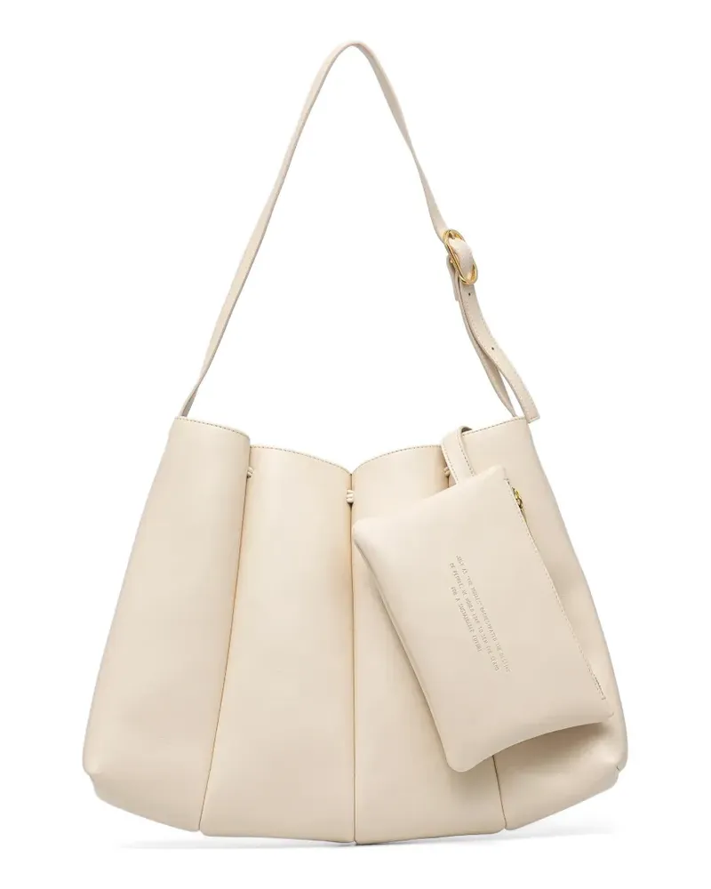 THEMOIRÈ Calipso pleated-effect shoulder bag - Nude Nude