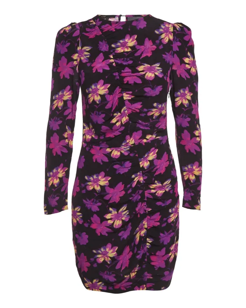 Maje mini floral-print ruched dress - Schwarz Schwarz
