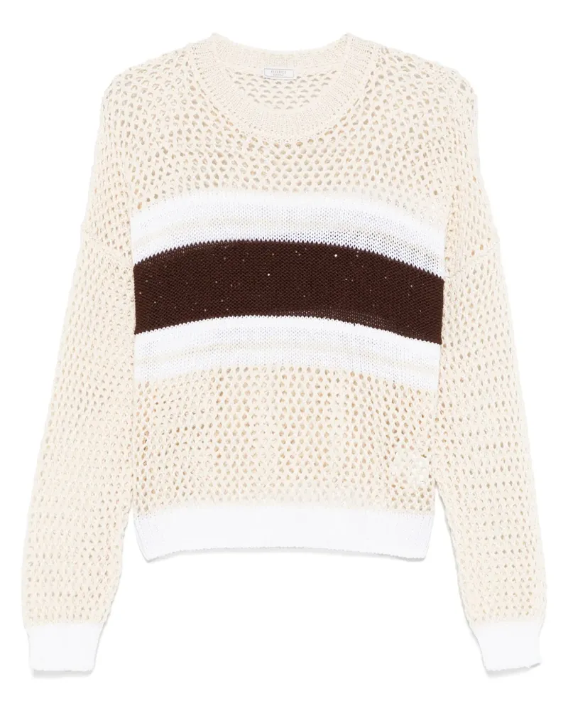 Peserico Pullover mit Lochstrickmuster - Nude Nude