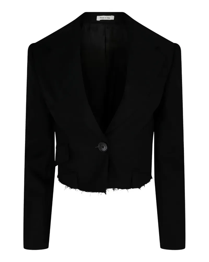Alexander McQueen raw-hem cropped jacket - Schwarz Schwarz