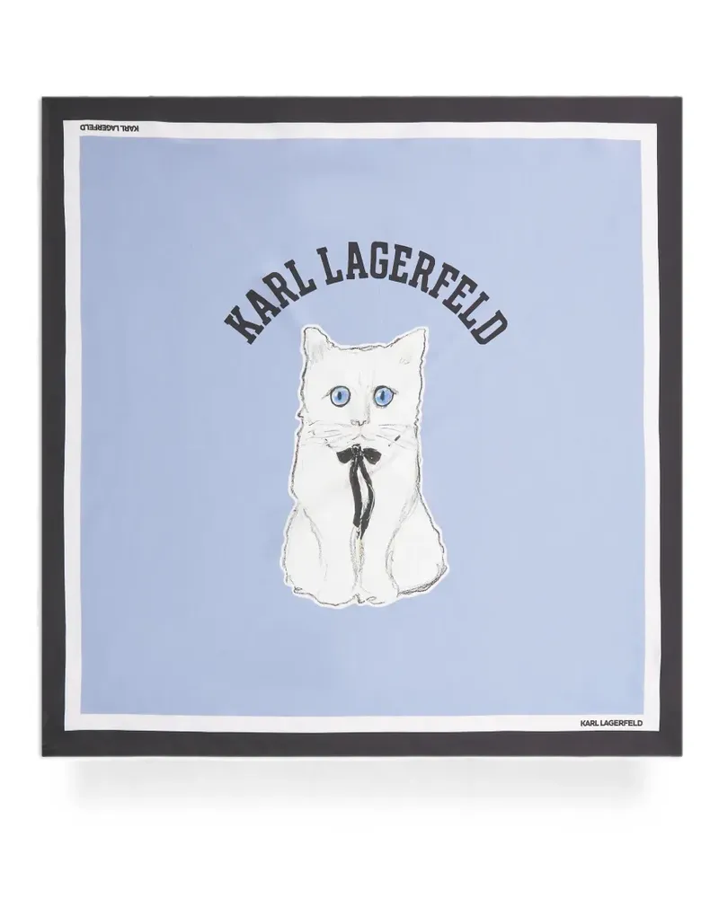 Karl Lagerfeld Ikon Seidenschal mit Choupette-Print - Blau Blau