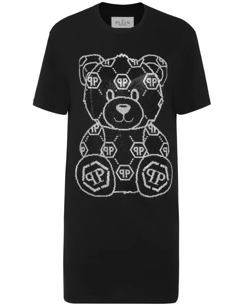 Philipp Plein Minikleid mit Teddy-Print - Schwarz Schwarz