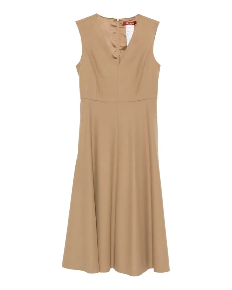 Max Mara Midikleid mit V-Ausschnitt - Braun Braun