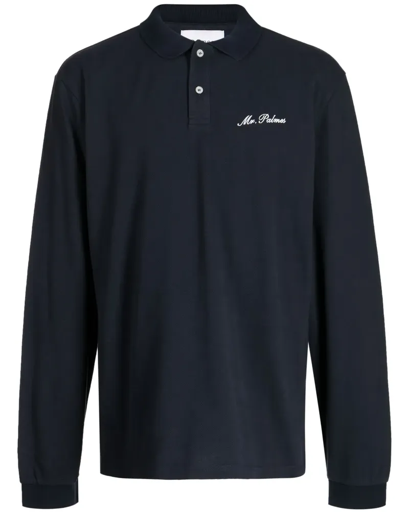 Palmes Besticktes Poloshirt aus Bio-Baumwolle - Blau Blau