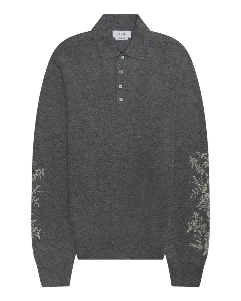 Alexander McQueen Poloshirt mit Stickerei - Grau Grau