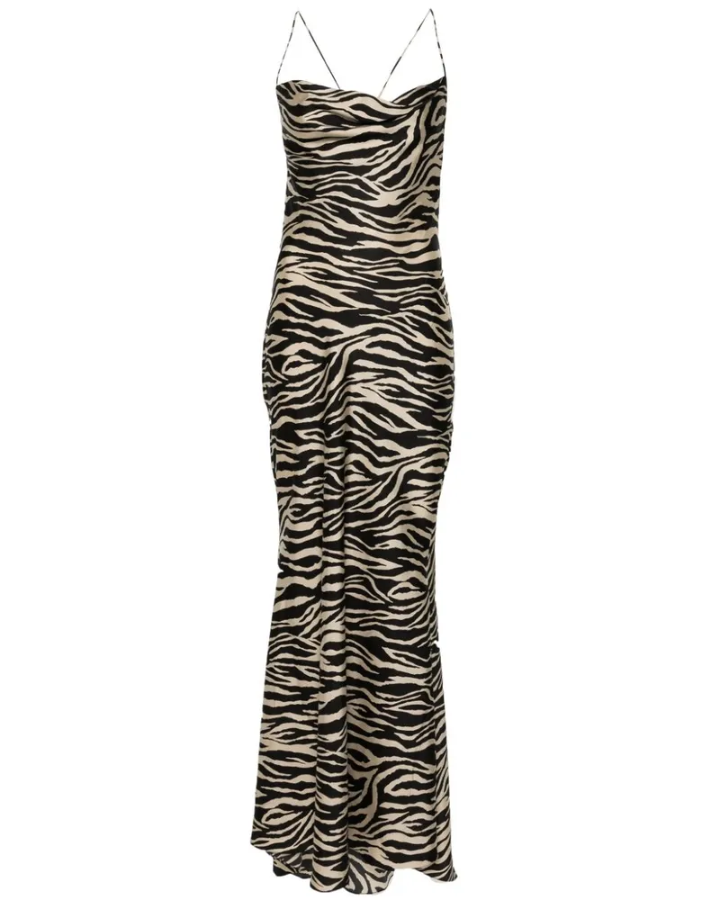 Parlor Ärmelloses Maxikleid mit Zebra-Print Schwarz