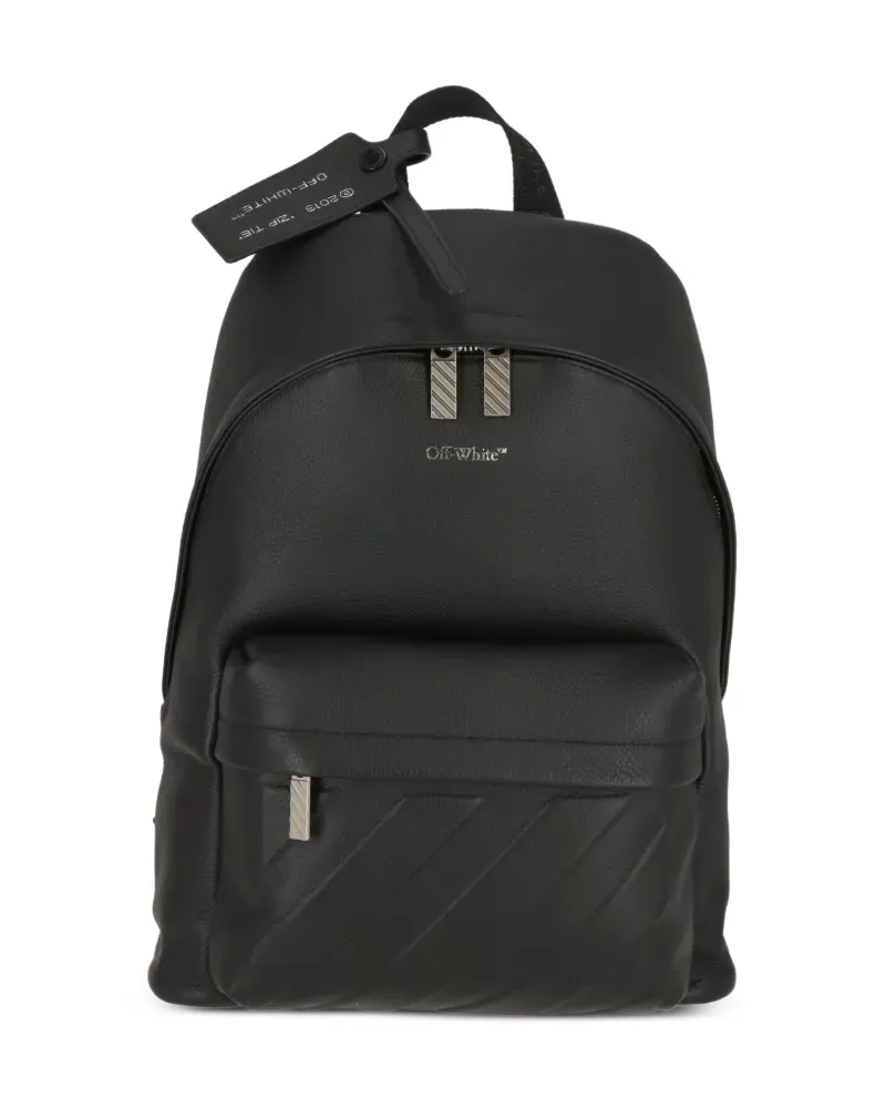 OFF-WHITE Industrial-strap pebbled-leather backpack - Schwarz Schwarz