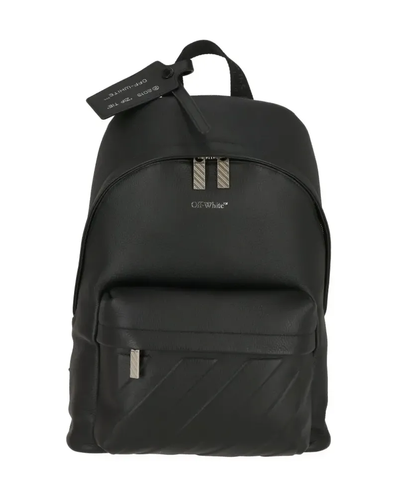 OFF-WHITE Industrial-strap pebbled-leather backpack - Schwarz Schwarz