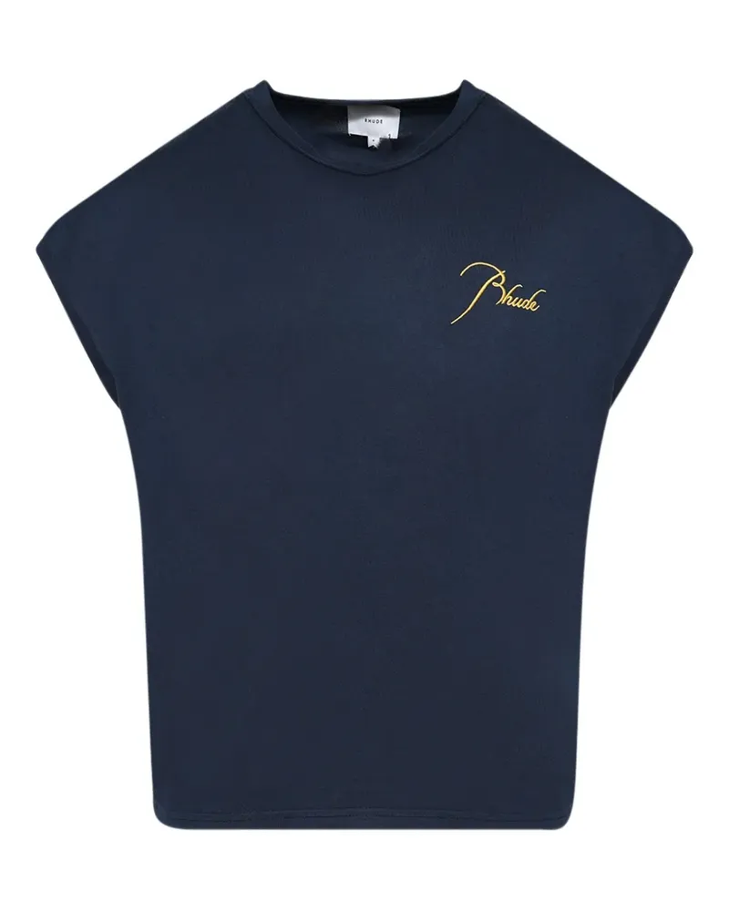 RHUDE T-Shirt mit Logo-Stickerei - Blau Blau