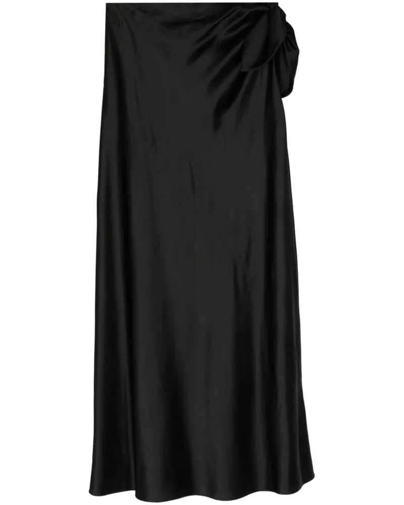 Saint Laurent Seiden-Maxirock mit Bindedetail - Schwarz Schwarz