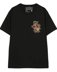 maharishi Besticktes T-Shirt aus Bio-Baumwolle Schwarz