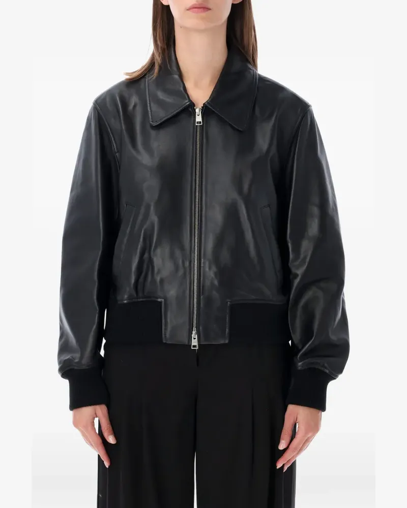AMI Paris zip-up leather jacket - Schwarz Schwarz