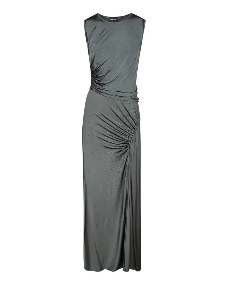 Giorgio Armani crystal-embellished ruched maxi dress - Grau Grau