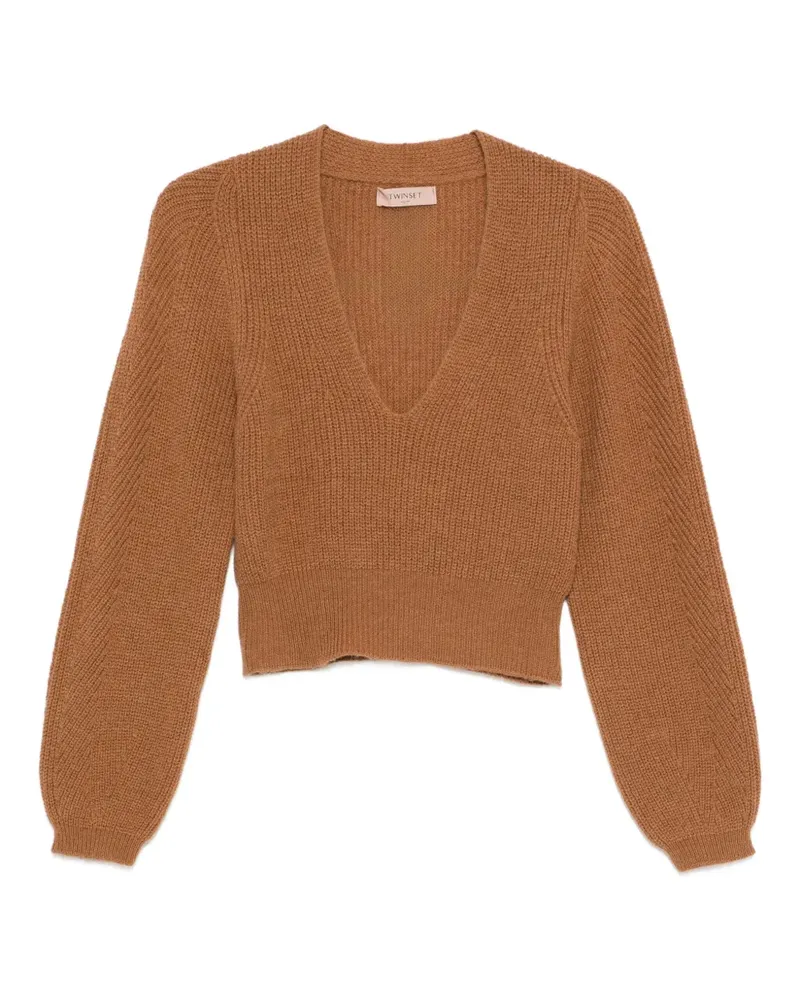 Twin-Set Pullover mit Ballonärmeln - Braun Braun