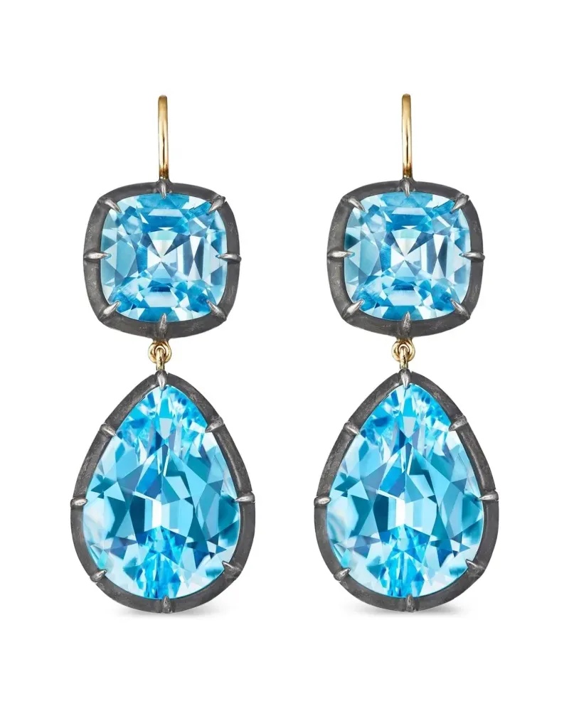Fred Leighton Hängeohrringe mit blauem Topas - Gold Gold