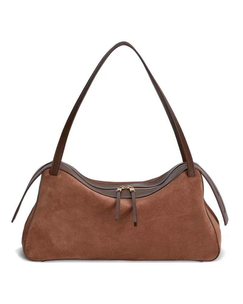 Jil Sander Dune Schultertasche mit geprägtem Saum - Braun Braun