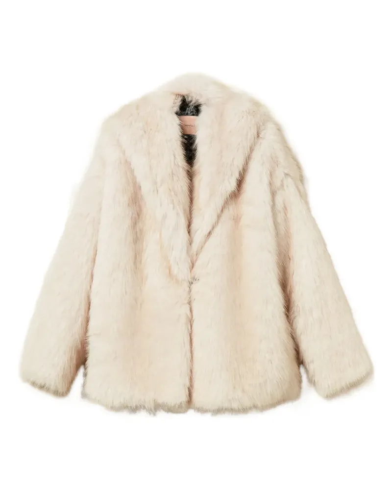 Twin-Set Kapuzenmantel aus Faux Fur - Nude Nude