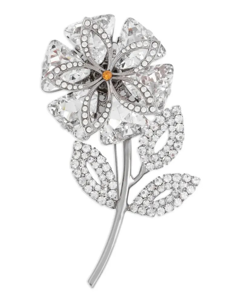 Dolce & Gabbana Blumen-Brosche mit Strass - Silber Silber