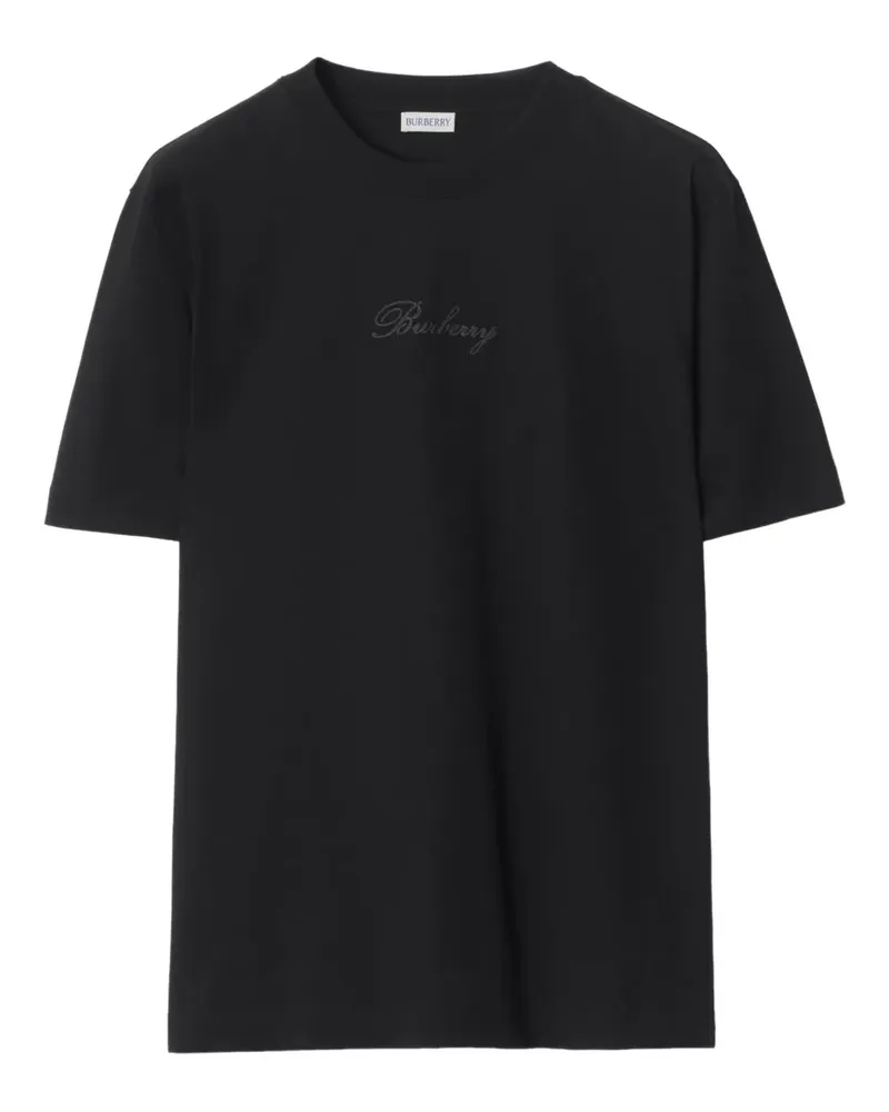 Burberry T-Shirt mit kursivem Logo - Schwarz Schwarz