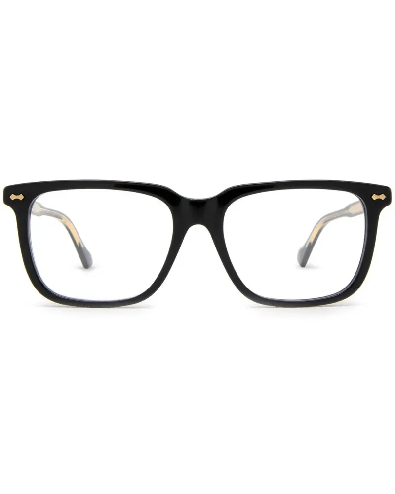 Gucci Eckige Brille mit Logo-Gravur - Schwarz Schwarz