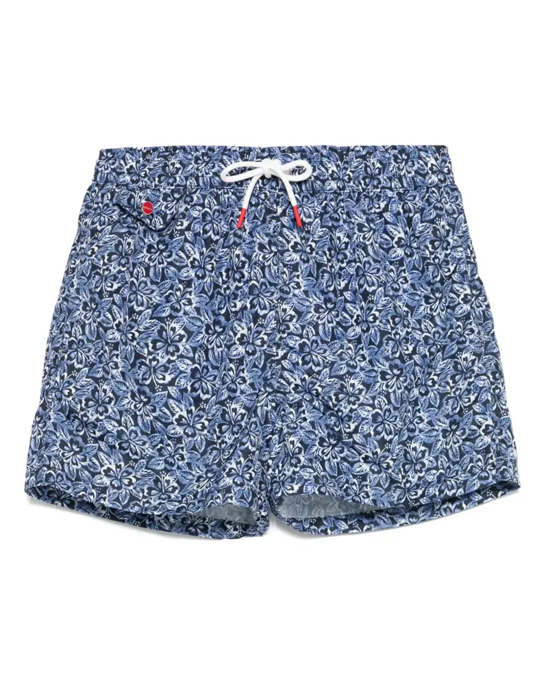 Kiton Badeshorts mit Blumen-Print - Blau Blau