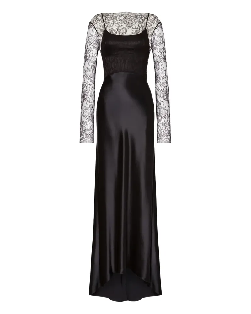 Alberta Ferretti Satin-Maxikleid - Schwarz Schwarz