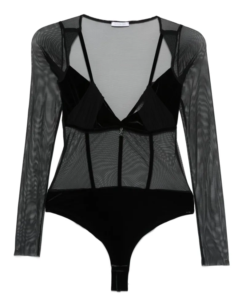 Patrizia Pepe Body in Netzoptik - Schwarz Schwarz