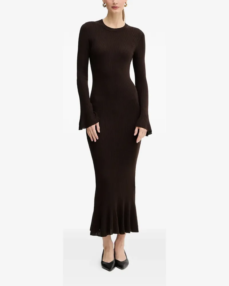 Luisa Spagnoli Madignano bell-cuff ribbed maxi dress - Braun Braun