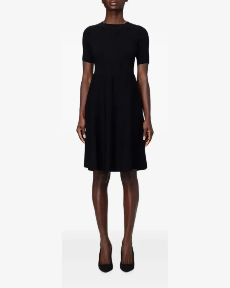 Emporio Armani short-sleeve ribbed-knit mini dress - Schwarz Schwarz