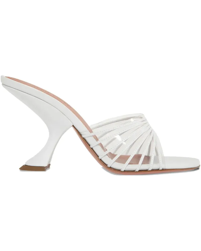 Amina Muaddi Mookie Slipper Sandalen mit Design-Absatz 90mm - Weiß Weiß